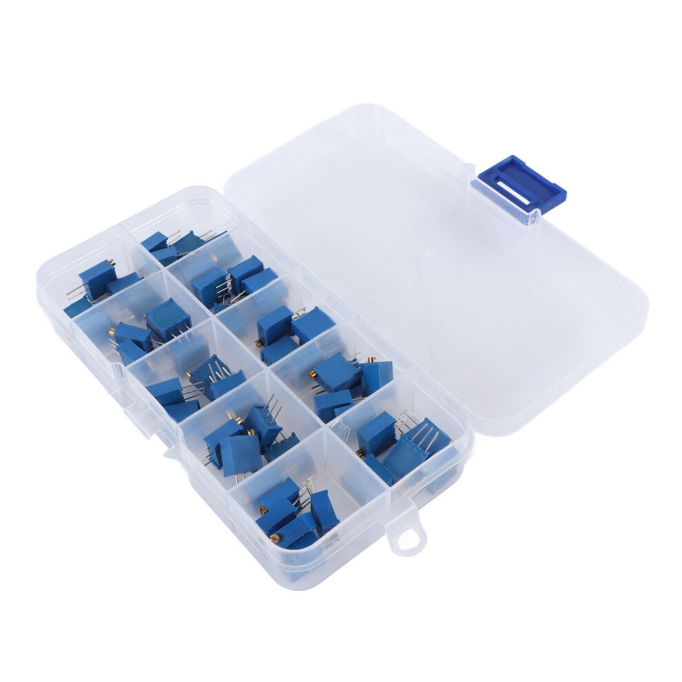 50Pcs 3296W Adjustable Potentiometer 500Î©Â1Mî© Blue For Electronics 9301377093260