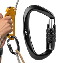 Heavy Duty Carabiner Clip Auto Locking Aluminum Spring Snap Hook Keychain for Hiking Camping Black