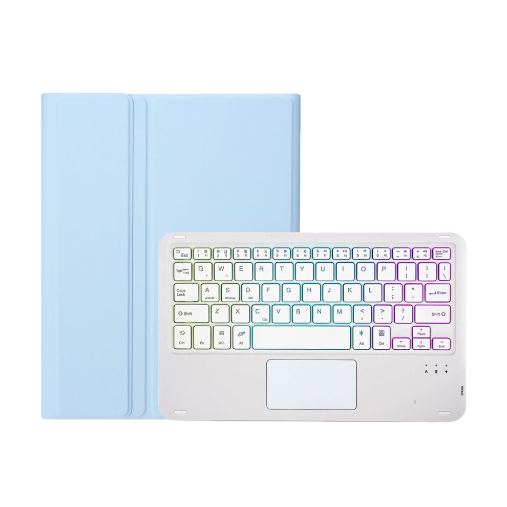 Keyboard Case For Tablet 11.2', Detachable Wireless Keyboard With Smart Touchpad, 7Color Backlit, Blue 9187378529386