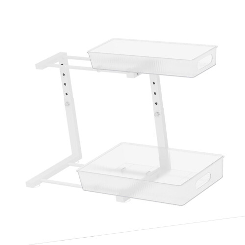 Compact Sink Rack White OneSize Sliding Drawer Kitchen Counter Organizer Sturdy SpaceSaving Home Essentials