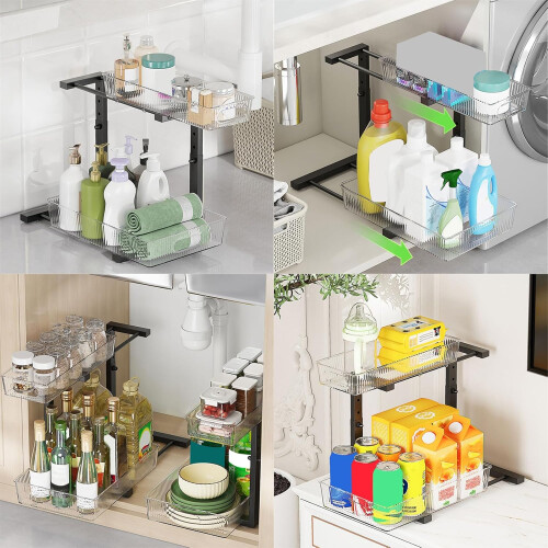 Compact Sink Rack White OneSize Sliding Drawer Kitchen Counter Organizer Sturdy SpaceSaving Home Essentials 2