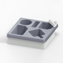 360 Rotating Couch Cup Holder Tray with Waterproof Silicone Armrest Organizer for Drinks and Snacks, Detachable Base for Indoor or Outdoor Use (Gray)