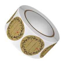 Kraft Paper Label Stickers with Olive Branch Design for Food Containers, Canning Jars and Baked Goods