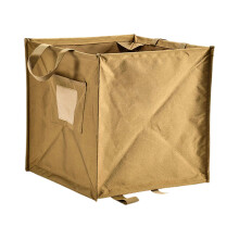 (L, Khaki) Large Capacity Trash Can Backpacking Lawn Leaf Waste Storage Bag with Handle Foldable Camping Trash Organizers Bucket  Khaki S