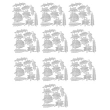 (DC3504) 10Pcs Flower Leaf Cutting Dies Hollow out Animal Dinosaur Die Cut Embossing Stencils for Card Making Scrapbooking Album Multicolor