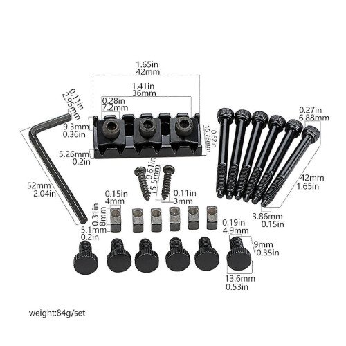 Electric Guitar String Locking Nut Replacement 6-String Headless Electric Guitar Locking Nuts with Wrench & Screw 2