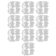 (DC3505) 10Pcs Flower Leaf Cutting Dies Hollow out Animal Dinosaur Die Cut Embossing Stencils for Card Making Scrapbooking Album Multicolor