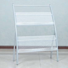 White Metal Magazine Rack with TwoTier Ladder Shelves, RustResistant Brochure Stand for A4
