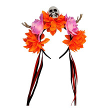 (C) Halloween Colorful Flower Skeleton Hand Skull Headbands Resin Party Hair Accessory For Adults Kids Costume Party Decoration E.