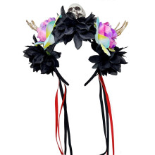 (E.) Halloween Colorful Flower Skeleton Hand Skull Headbands Resin Party Hair Accessory For Adults Kids Costume Party Decoration E.