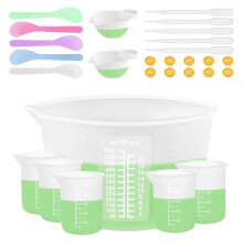 Kit di forniture per resina facile da pulire, misurini in silicone a bocca larga con tazze di miscelazione riutilizzabili, strumenti flessibili e