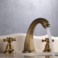Bathroom Basin Mixer Tap 3 Hole Brass Double Handle Hot Cold Water Faucet Black Antique