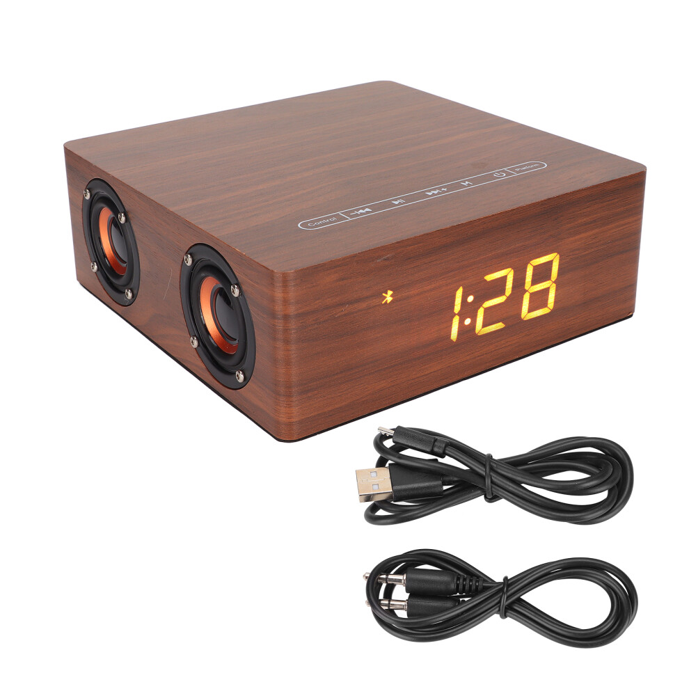 Wooden Desk Alarm Clock With Large Number Display, Digital Timepiece For Bedroom, Stylish Wood Surface And Multifunctional Features Including Grain 9482828852374