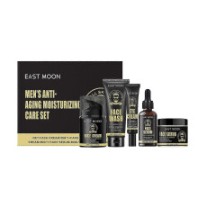 Mens Skin Care Kit - Anti-Aging & Wrinkle, Hydration, Mens Facial Care Kit Includes Face Wash, Scrub, Cream, Serum, Eye Cream