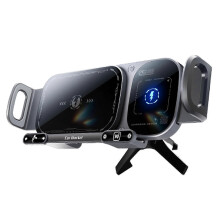 (Grey) 15W Wireless Car Holder Universal Car Phone Holder with 15W Wireless Charging for Navigation