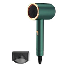 (UK plug, Green) Powerful Travel Hairdryer Diffuser Quick Drying Hot Cold Wind Hair Dryer for Normal/Curly Hair