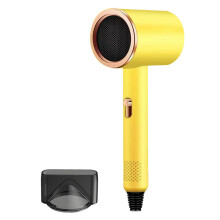 (US plug, Yellow) Powerful Travel Hairdryer Diffuser Quick Drying Hot Cold Wind Hair Dryer for Normal/Curly Hair