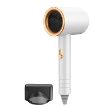 (EU plug, White) Powerful Travel Hairdryer Diffuser Quick Drying Hot Cold Wind Hair Dryer for Normal/Curly Hair