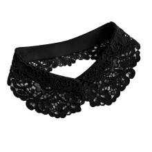 (Black) Breathable Polyester False Collar With Intricate Cutout Design Fashion Neckpiece Perfect For Spring Outfits  White