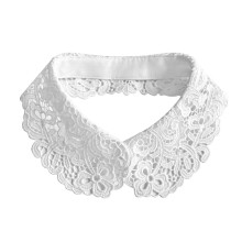 (White) Breathable Polyester False Collar With Intricate Cutout Design Fashion Neckpiece Perfect For Spring Outfits  White