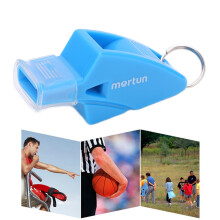 Hellblauer Kunststoff-Outdoor-Pfeife mit Seil und Fingerclip für Basketball