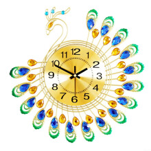 Wall Clock Silent Metal 15Inch 3D Gold Yellow Blue Colorful Finish Modern Art Decor For Living Room Bedroom