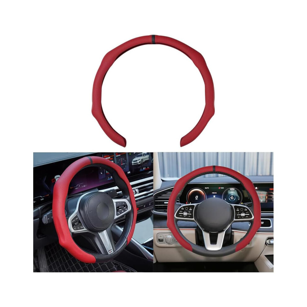 Car Steering Wheel Cover 15Inch Leather Nonslip Protector Universal Fit For Suv Sedan Truck Wine Red 9347817747515