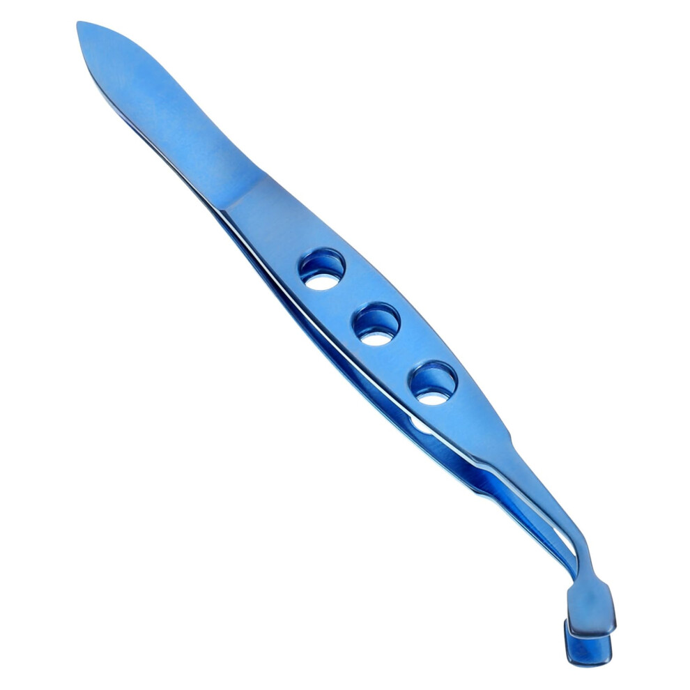Blue Women Eyelid Tweezers Meibomian Gland Expressor Metal Eyebrow Tweezers 10.00X1.00x1.00cm