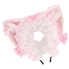 (Pink) Eye Catching Animal Ear Hairband Furry Cosplays Accessory Cartoon Hairpiece Fashion Headwear For Halloween Parties White