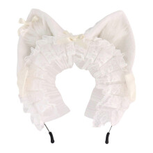 (White) Eye Catching Animal Ear Hairband Furry Cosplays Accessory Cartoon Hairpiece Fashion Headwear For Halloween Parties White
