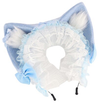 (Blue) Eye Catching Animal Ear Hairband Furry Cosplays Accessory Cartoon Hairpiece Fashion Headwear For Halloween Parties White