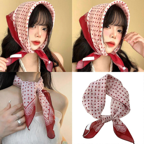 (Polka dot black) Women's Dot Scarf Cotton Linen Blend Head Wrap Breathable Multi Use Spring Summer Shawl Multicolor 1