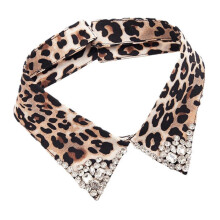 (Style 1) Leopard Pattern Detachable Collar Fashion Neckpiece With Crystal Beads Stylish Outfit Enhancer For Office Women Dress  Style 2