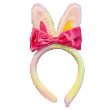 (Pink) Adjustable Plush Rabbits Ears Headbands For Children Gentle Cotton Blend Hair Clip With Secure Grip For Active Kids Purple