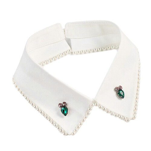 (White fabric white p) Snap On False Collar With Soft Polyester Blend Fashionable Layering Essential For Dresses And Cardigans Multicolor