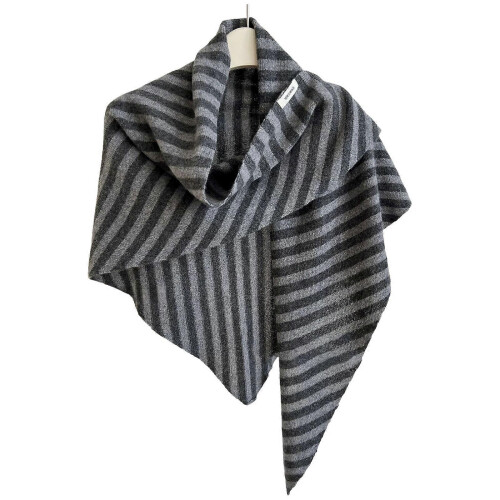 (Light gray stripes) Winter Wool Scarf For Women Triangular Shawl Wrap Soft Oversized Design Cold Protection Comfortable Neck Cover  Stripe red