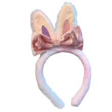 (Purple) Adjustable Plush Rabbits Ears Headbands For Children Gentle Cotton Blend Hair Clip With Secure Grip For Active Kids Purple