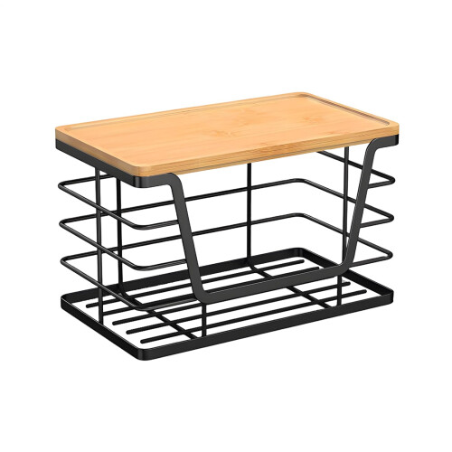 Bin Bag Holder, Wooden Lid, Stackable, Large Capacity, Laundry Kitchen Storage, Under Sink