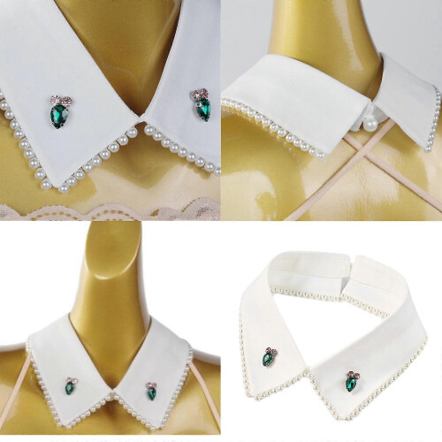 (White fabric white p) Snap On False Collar With Soft Polyester Blend Fashionable Layering Essential For Dresses And Cardigans Multicolor 1