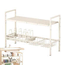 Under Sink Organizer Double Layer Sturdy Expandable Rack For Pan And Dish Fits Home Cabinet Cloakroom Wardrobe Closet