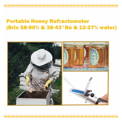 Digital Brix Refractometer For Beekeeping Honey Testing, 5892% Brix, 3843 Baume, 1227% Water, Sugar Meter 1