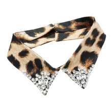 (Style 2) Leopard Pattern Detachable Collar Fashion Neckpiece With Crystal Beads Stylish Outfit Enhancer For Office Women Dress  Style 2