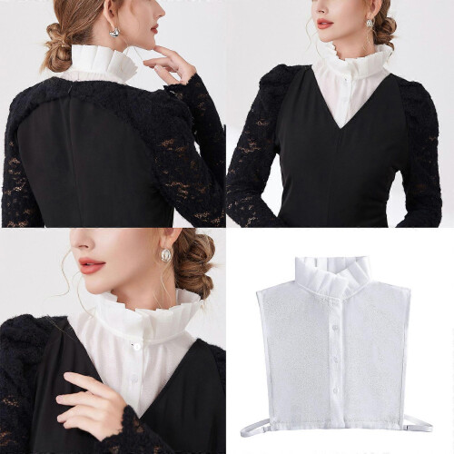 Ventilated Polyester Detachable Neckpiece Blossomy Embroidery for Daily Professional Use  White 1