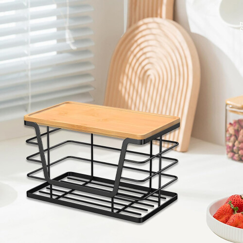 Bin Bag Holder, Wooden Lid, Stackable, Large Capacity, Laundry Kitchen Storage, Under Sink 1