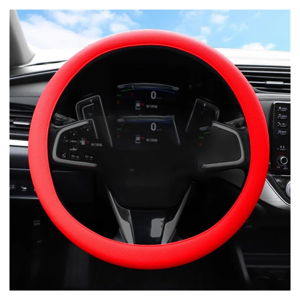 Car Steering Wheel Cover Silicone Universal Fit Antislip Textu Soft Elastic Glove Style Red 9382693479433