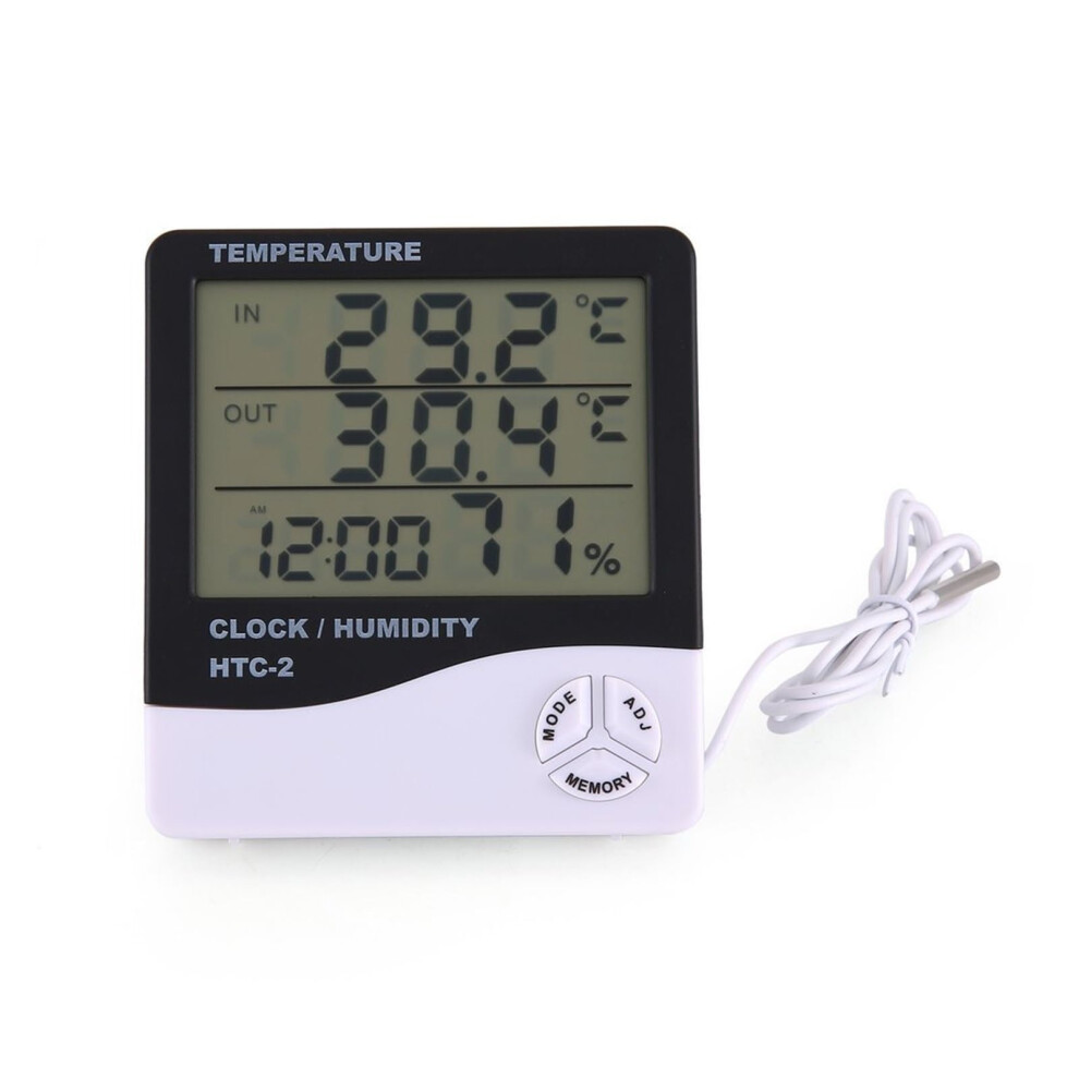 Thermohygrometer Liquid Crystal Lcd Indoor Outdoor Digital Thermometer Hygrometer 2 Weather Station Clock No Battery 9199774150866