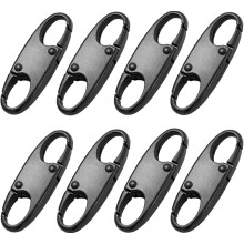 Anti Theft Zipper Clips 8 Pcs Small Double Carabiner Alloy Zipper Lock Deterrent For Bags Keys Luggage Black