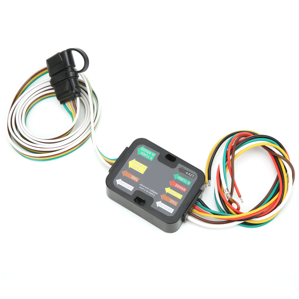 Trailer Wiring Converter 3 To 2 Pin Powered With 60In Led Tail Cable Light 7891377102465