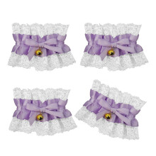(P) 4Pcs Elegant Lace Bows Bells Bracelet Adjustable Wristband Bridal Accessories For Women Girls Fashion Jewelry Accessory P