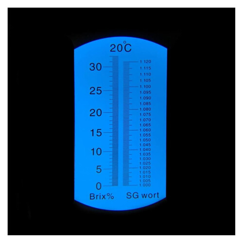 Refractometer For Beer Wort 032% Sugar Content, 1.0001.120 RI, ATC Dual Scale Handheld 2